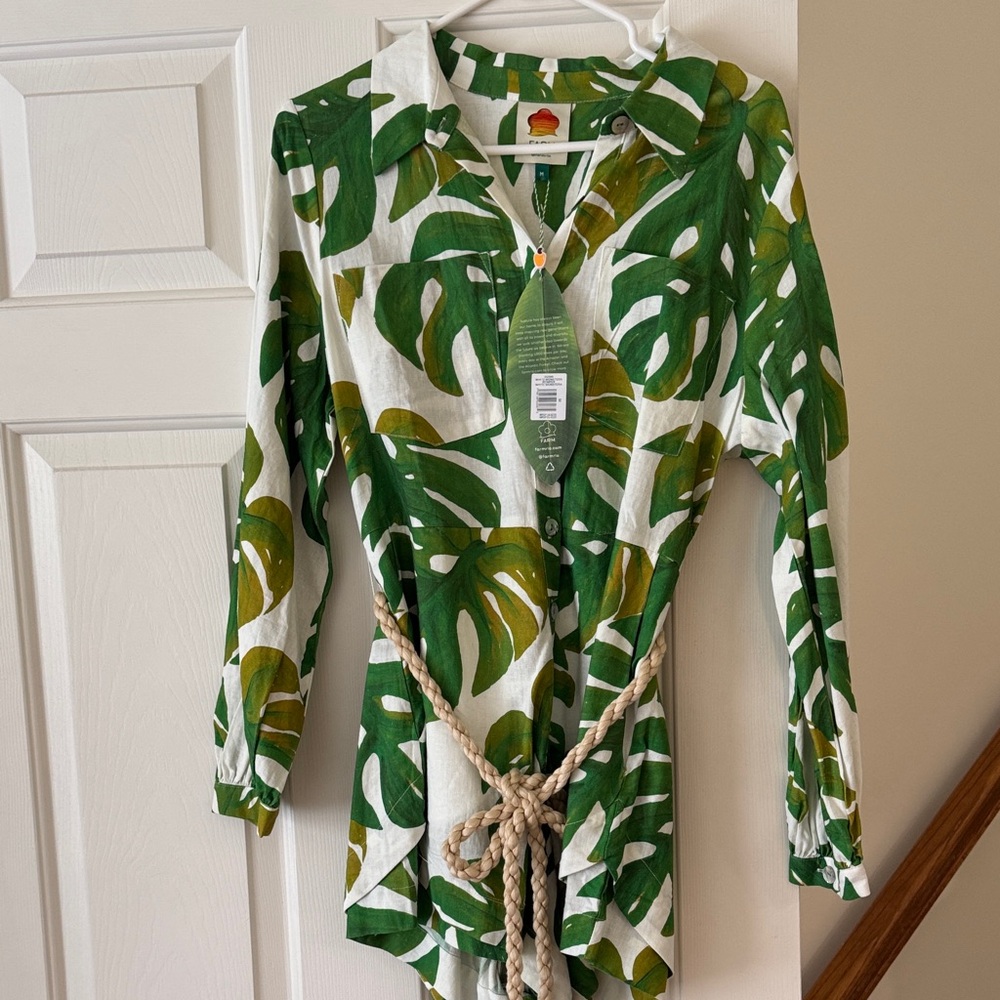 FARM Rio Green Leaf Print Tunic